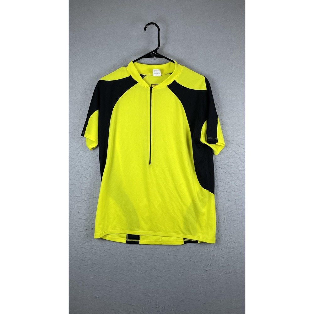 Nashbar Cycling Jersey Mens 2XL Yellow Black 1/4 Zip‎ Short Sleeve Road Bike Top